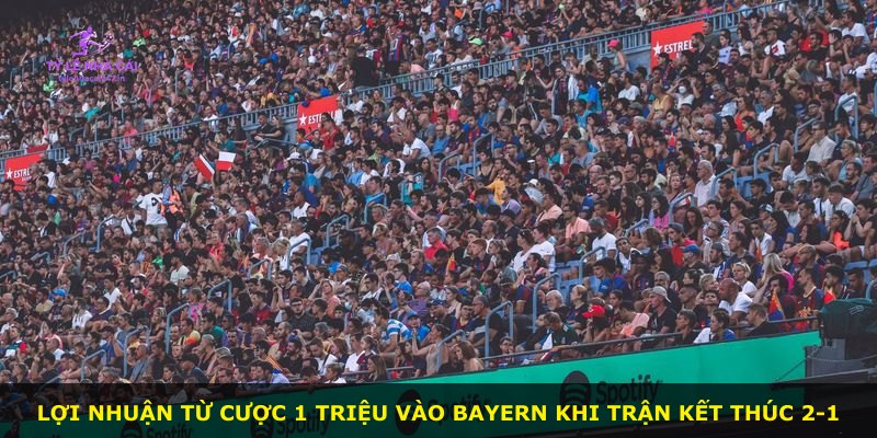 Lợi nhuận từ cược 1 triệu vào Bayern khi trận kết thúc 2-1